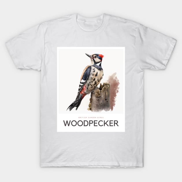 British Garden Birds: Woodpecker T-Shirt by andreipopescu